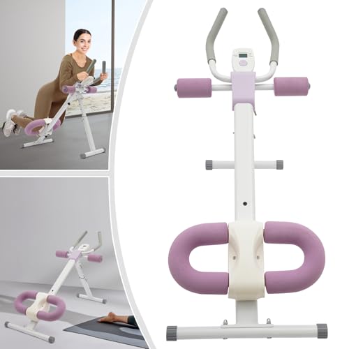 Ab Machine, Foldable Adjustable Abdominal Trainer Machine, 5-Level Height and 2-Level Tilt, Knee Protection U-Shaped Pad, Core Strength Workout Equipment for Home, Gym, Office