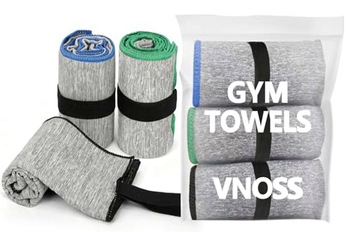 Microfiber Gym Towels 3 Pack, Quick Dry Workout Towel, Fast Drying Sweat Towel for Men & Women, Workout Gear, Yoga, Camping, Hiking, Gym Gifts - 16x26.8 Inch, Heather Grey