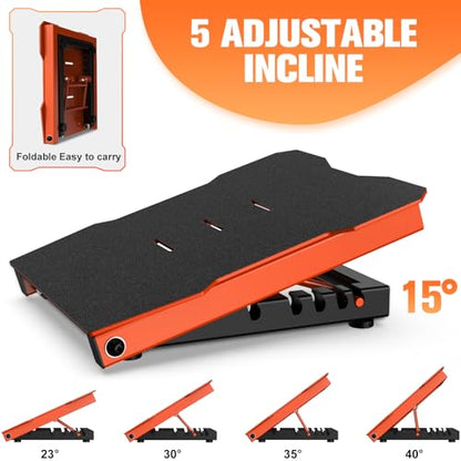 Steel Slant Board Calf Stretcher, 600 Lbs Weight Capacity 5-Level Adjustable Incline Board Squat Wedge Achilles Ankle Stretcher Non-Slip Surface for Squat, Fitness, Physical Therapy - color: Orange