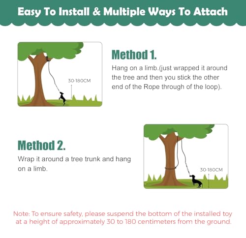 Dog Outdoor Bungee Hanging Toy, Tether Tug of War Toys for Medium to Large Dog to Exercise, Durable Interactive Tug Toy, Dog Rope Toys