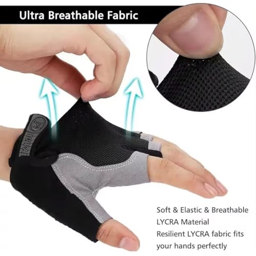 Cycling Gloves Workout Half Finger Sports Fingerless Gloves Full Palm Protection Anti Slip Gym Fitness Outdoor Bicycling Motorcycle Training Weight Lifting for Men Women - size: Small