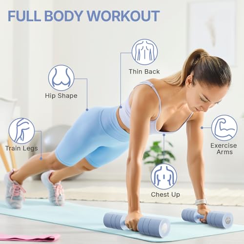 Dumbbell Set of 2, Adjustable Weight, Anti-slip Handle, Macaron Colors, Each 2.2/4.4/6.6/8.8 lbs, 4 in 1 Hand Weights for Women at Home, Blue - color: Blue