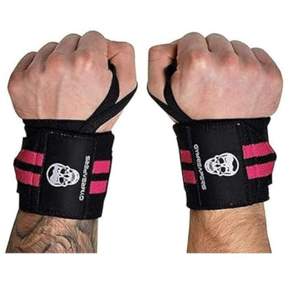 Gymreapers Weightlifting Wrist Wraps (IPF Approved) Professional Quality Wrist Support with Heavy Duty Thumb Loop - Best Wrap for Powerlifting Competition, Strength Training, Bodybuilding - color: Pink