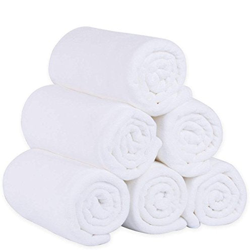 JML Microfiber Bath Towels Set, 6 Pack, 27" x 55" - Extra Soft, Absorbent and Fast Drying, Multipurpose White Microfiber Towel for Adult Men Women, Hair Wrap, Bath, Beach, Pool, Sports, Yoga, White - color: Microfiber White, size: 6 Pack-27" x 55"