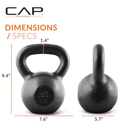 CAP Barbell Cast Iron Kettlebell - Singles and Sets, Multiple Weight Choices - size: 34.4 Pounds