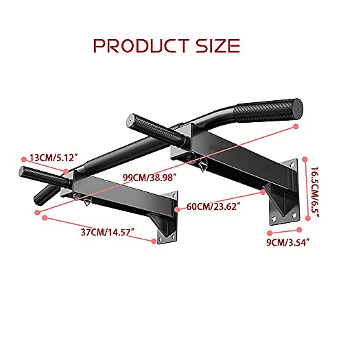 Wall Mounted Pull Up Bar and Dip Station, Heavy Duty Chin Up Bar Supports to 440Lbs, Multifunction Exercise Bar for Indoor Home Workout