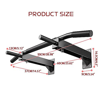 Wall Mounted Pull Up Bar and Dip Station, Heavy Duty Chin Up Bar Supports to 440Lbs, Multifunction Exercise Bar for Indoor Home Workout