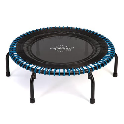 JumpSport 350 PRO 39 Inch Fitness Trampoline Indoor Rebounder Cardio Workout Equipment 300 lb Capacity - color: Black/Blue