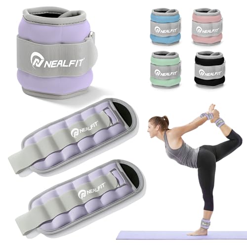 NEALFIT Ankle Weights 1/2/3/4/6/10 LBS for Men Women Kids, Leg Arm Wrist Weights with Adjustable Strap for Running, Aerobics, Strength Training, Physical Therapy, Fitness - color: Lilac Purple, size: 1 lb x 2 (2LB Pair)