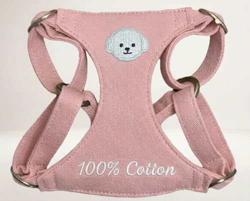 AetruffyPet 100% Cotton Dog Harness and Leash Set – Soft Breathable Vest for Small Dogs, Adjustable No-Choke Design, Lightweight Walking Set (XS/S/M) (Pink, S) - color: Pink, size: S