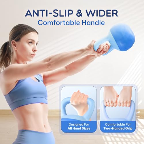 Yes4All Soft Kettlebell, PVC Strength Training Kettlebells for Women, Floor Protection & Quiet, Wide Handle, Aesthetic Soft Weights (5,10,15,20lb) for Home Gym, Fitness Beginners - color: 10lb - Peacock Blue