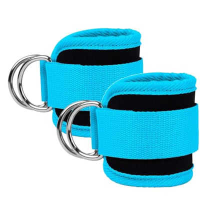 Ankle Straps Ankle Resistance Bands Wrist Cuffs Padded Straps Adjustable Fitness Glute Kickback D-Ring for Cable Machine Gym Foot Leg Training Brace Support 1 Pair - color: Azure