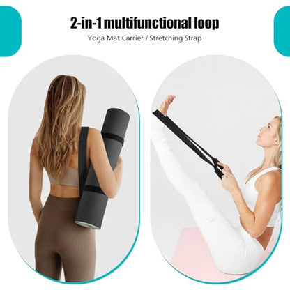 Yoga Mat Carrier Strap, Adjustable Thick Straps Sling for Carrying Large Mats, Stretching Band - color: Turquoise