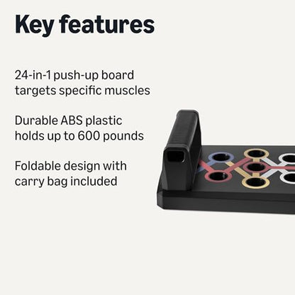 Amazon Basics Push Up Board, Black, 24-in-1 – Multi-Position Training System for Upper Body Strength & Muscle Building – Portable Home Gym Equipment