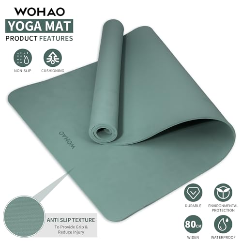 Extra Wide & Thick 8mm Yoga Mat, 72"x31.5" - color: Dark Green