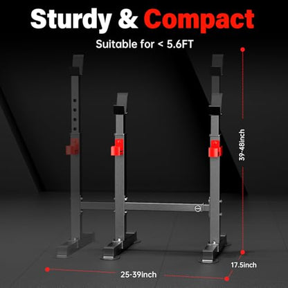 Adjustable Squat Rack, 550LBS Multi-Function Barbell Rack for Weight Lifting and Home Gym Fitness Workout Portable Squat Bench Press - Great for Beginners