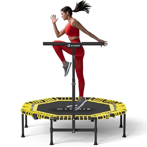 38in/48in Folding Trampoline - Max Load 220lbs / 450lbs Trampoline Rebounder Trampoline with Adjustable Foam Handle, with safty Padded Cover Best Gift