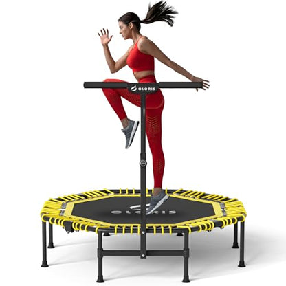 38in/48in Folding Trampoline - Max Load 220lbs / 450lbs Trampoline Rebounder Trampoline with Adjustable Foam Handle, with safty Padded Cover Best Gift