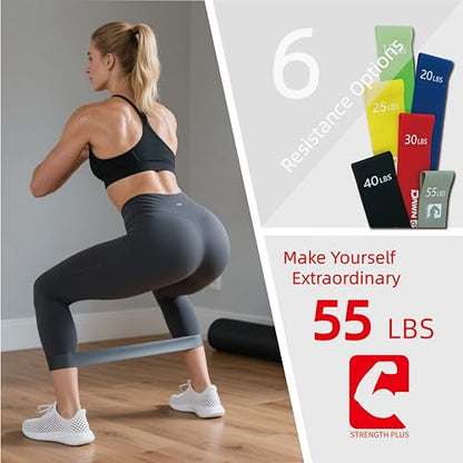 6-Levels Resistance Exercise Loop Bands Set – Elastic Workout Bands for Yoga, Strength Training, Physical Therapy – Guide, Fitness Card & Carry Bag