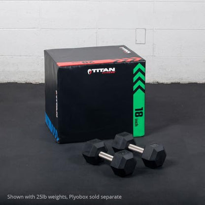 Titan Fitness Free Weights, Rubber Coated Hex Dumbbell, Straight Stainless Steel Handle, Strength Training, Full Body Workout - style: 20 pound