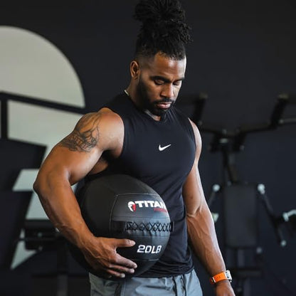 Titan Fitness Soft Shell Medicine Wall Ball, Cross-Texture Grip - size: 20 lb