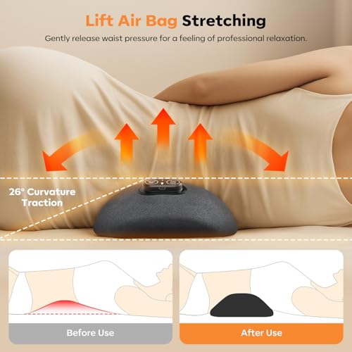 Rechargeable Cordless Lower Back Massager with Heat & Vibration - 3-in-1 Dynamic Lumbar Traction Device for Spine Decompression, Comfort & Muscle Tension Relief