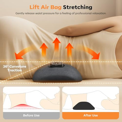 Rechargeable Cordless Lower Back Massager with Heat & Vibration - 3-in-1 Dynamic Lumbar Traction Device for Spine Decompression, Comfort & Muscle Tension Relief