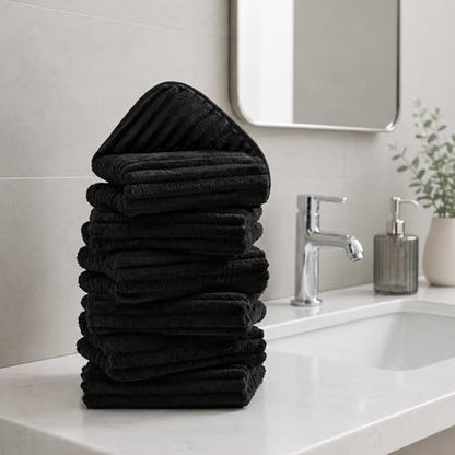 6 Pack Soft Microfiber Hand Towels for Bathroom, 16"x30", Black - color: Black