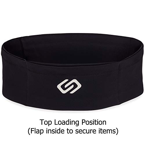 Sporteer VersaSlim Low-Profile Running Belt, Gym Waist Pack, Black, M - color: Black, size: Medium
