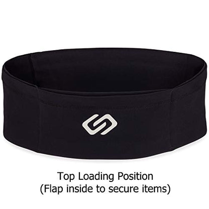 Sporteer VersaSlim Low-Profile Running Belt, Gym Waist Pack, Black, M - color: Black, size: Medium