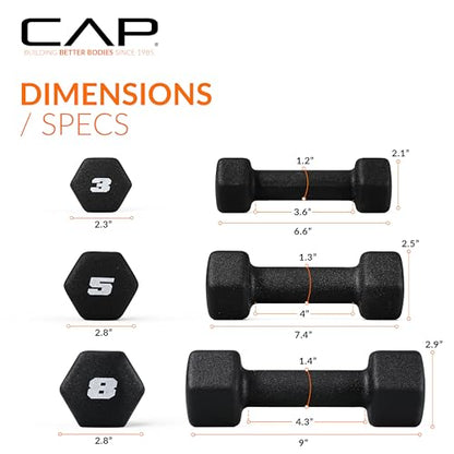 CAP Barbell Neoprene Dumbbell Weights Pairs & Sets | Black - style: 32 lb Set