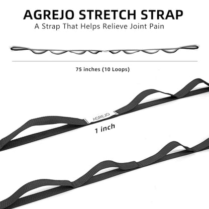 Stretching Strap Yoga Strap Physical Therapy for Home Workout, 10 Loops Non-Elastic Stretch Band for Pilates, Flexibility, Exercise and Gymnastics - color: 2-Pack Black/Green