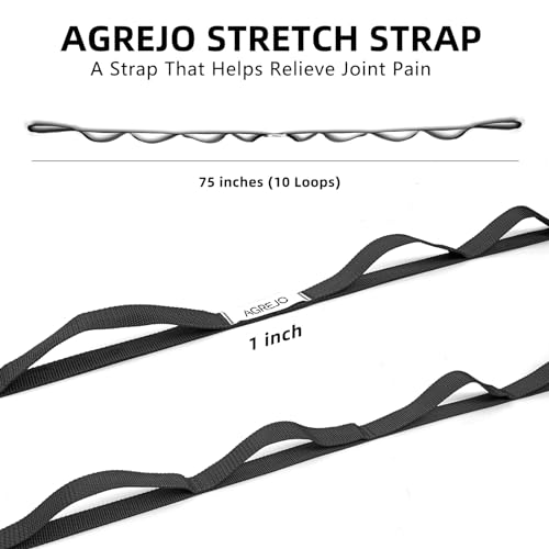 Stretching Strap Yoga Strap Physical Therapy for Home Workout, 10 Loops Non-Elastic Stretch Band for Pilates, Flexibility, Exercise and Gymnastics - color: 1-Pack Black