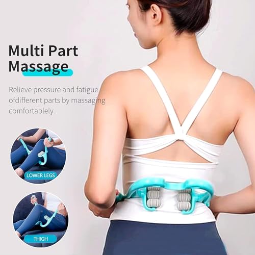 Handheld Massager with 6 Balls - Premium Deep Tissue Relief for Neck, Back, Shoulders and Legs (Blue)
