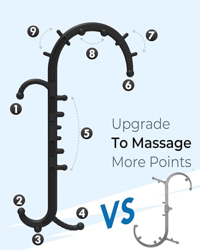 Back and Neck Massager for Pain Relief Deep Tissue, Upgraded Full Body Trigger Point Cane Massage Tools, Therapy Massage Stick Pressure Point Hook, Muscle Knot Remover Tool (Black)