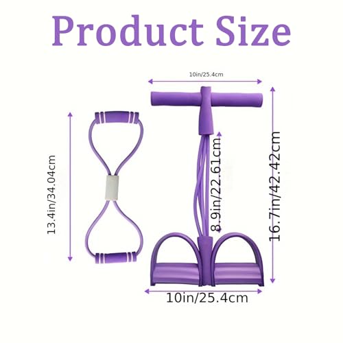 2 PCS Pedal Resistance Band with Handle, Resistance Bands with Handles, 6-Tube Fitness Equipment for Full-Body Training, Purple for Home Workouts and Physical Sport