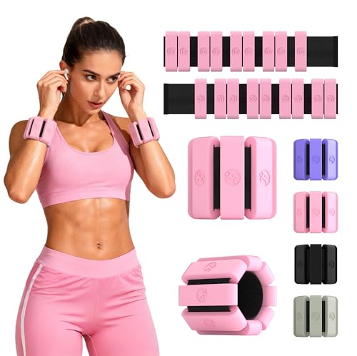 Adjustable Wrist Weights for Women Men, Leg Weights for Women 0.75lb-1lb-1.3lb Each for Walking, Yoga, Dance, Barre, Gym - color: Blush, size: 2.2 lb (2pcs)