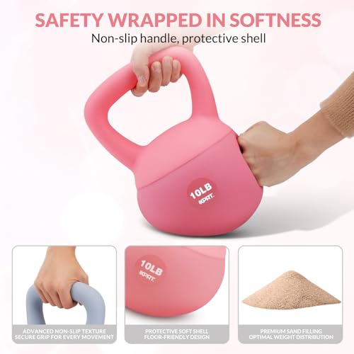 XPRT Fitness Professional Soft Kettlebell | Sand Filled Protective Shell | 10/12 LBS Home Gym Equipment | Anti-Slip Wide Grip | Floor-Safe Design