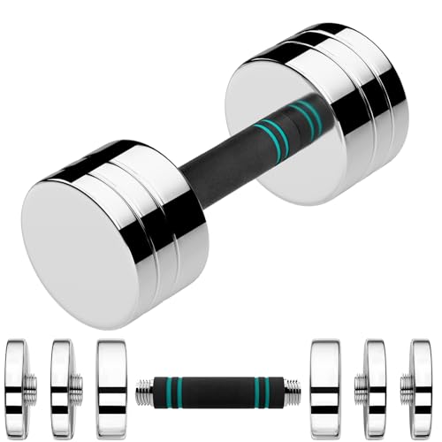 LIFERUN Single Steel Adjustable Dumbbell, 5/10/15lb Free Weight Single Dumbbell, Non-Slip and Comfortable Foam Handle, Adjustable Single Dumbbell for Home Gym Office Exercise - style: 1x15lb