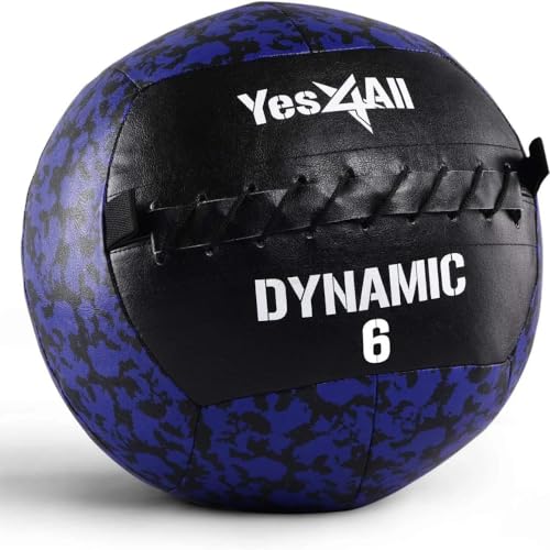 Yes4All Wall Ball, Soft Leather Weighted Iron Sand Ball for Dynamic Multifunctional Exercise, 6 LB - 30 LB - color: B. Soft Surface - Dynamic, style: A. 6LB