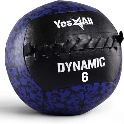 Yes4All Wall Ball, Soft Leather Weighted Iron Sand Ball for Dynamic Multifunctional Exercise, 6 LB - 30 LB - color: B. Soft Surface - Dynamic, style: A. 6LB