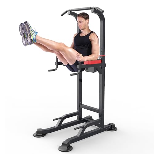 Power Tower Dip Station Workout equipment Pull up Bar for Home Gym Adjustable Height Strength Training Fitness Excercise Equipment,Load 450LBS