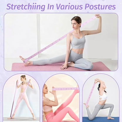 Stretching Strap with 11 Loops, Stretch Out Straps for Physical Therapy, Yoga, Pilates, Ballet, Versatile Stretch Out Strap for Flexibility, Dance & Home Workouts, Full Body Stretching