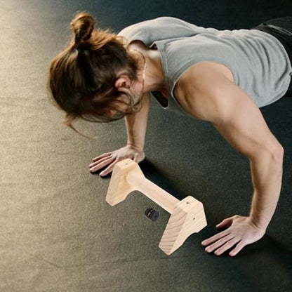 ibasenice Wooden Pushup Bars Calisthenics Parallettes Strength Training Handles Beech Wood Non-slip Base for Home Gym Men Women Fitness Exercise Equipment