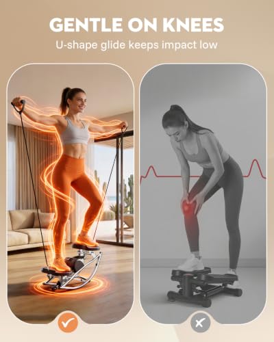 Low-Impact Rocking Stepper with Digital Display for Home Exercise