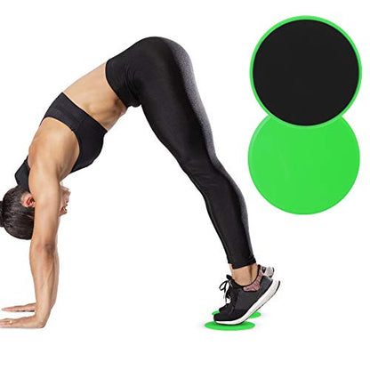 2Pcs Green Round Core Slider Discs - Fast Speed Slide Plates for Full - Body Workouts, Balancing, and Stability - Portable Wellness Equipment for Home or Travel