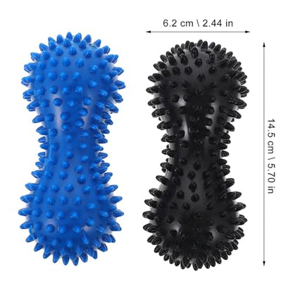 VILLCASE 2-Pack Peanut Massage Ball Roller 5.7"x2.4" PVC Spiky – Deep-Tissue Foot & Back Relief, Plantar Fasciitis Therapy, Yoga, Travel & Office