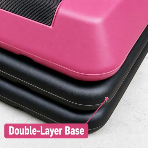 Aerobic Step Platform Height Adjustable Workout Step - color: One layer Base-Rose & Black