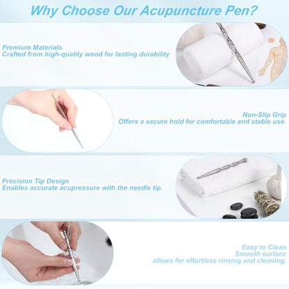 4 Pieces Facial Reflexology Massage Tool Stainless Steel Manual Pen Dual Head Facial Reflexology Tools Portable Massage Tool for Deep Tissue Face Body Muscle Relax