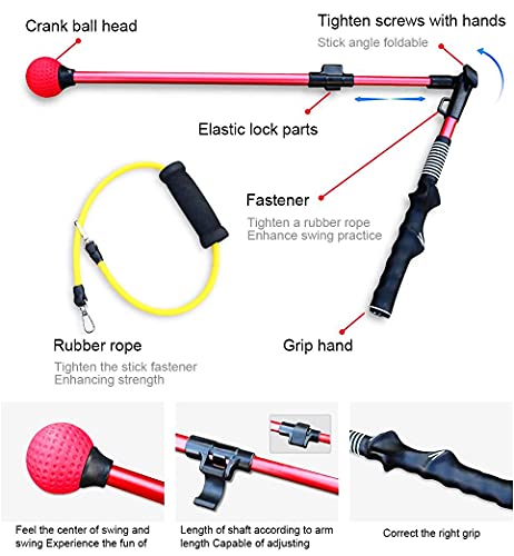 Golf Swing Trainer,Portable Collapsible Trainer, Improve Swing Posture,Folding Posture Corrector Aid Posture Correction Swing Stretchable Stick with Wide Angle, Golf Grip Swing Trainer aid (A) ﻿